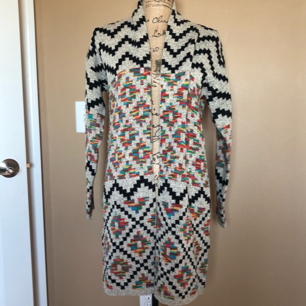 New tribal pattern long cardigan